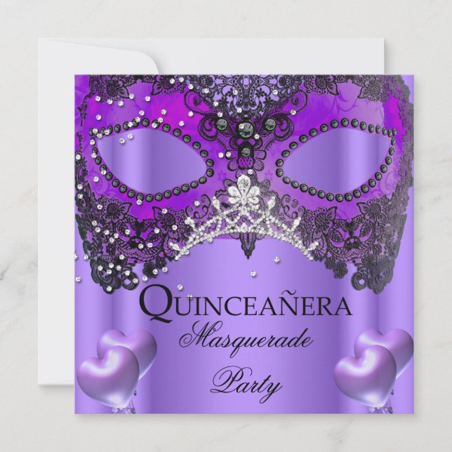 Convites Mascarada Quinceanera 15 Aniversário da Máscara Ro (Frente)
