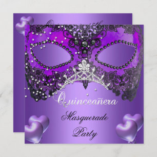 Convites Mascarada Quinceanera 15 Aniversário Roxo