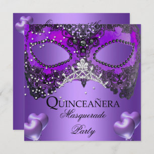 Convites Mascarada Quinceanera 15 Aniversário Roxo