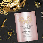 Convites Mascarada Sparkly Dourada Glitter Rosa Doce 16<br><div class="desc">Este mascarada moderno e quic doce de dezesseis convites de aniversário é perfeito para a menina moderna e na moda. Ele apresenta uma máscara de mascarada brilhante de ouro cintilante desenhada por personalização sobre um fundo de sonho rosa e um confete brilhante. É elegante, glamouroso, feminino, e moda; a design...</div>