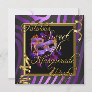 Convites Mascarada Sweet 16 Doze Anos Dulces Dourado Roxo