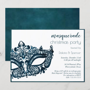 Convites Mascarada Teal Festa de Natal de Turquesa Escura