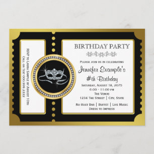 Convites Mascarada Ticket Party