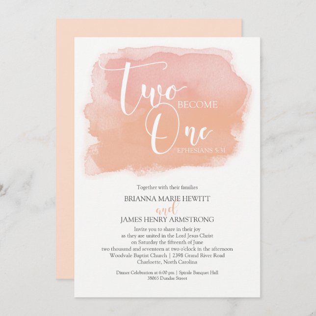 Convites Máscaras cristãs do coral da aguarela do casamento (Frente/Verso)