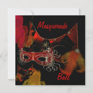 Convites Máscaras de Baile de Máscaras Vermelho Preto Convi