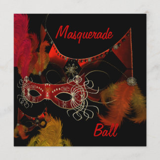 Convites Máscaras de Baile de Máscaras Vermelho Preto Convi