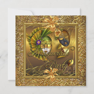 Convites Máscaras de Festa de Mascarada Dourado Preto Anive