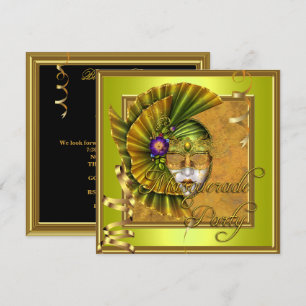 Convites Máscaras de Festa de Mascarada Dourado Preto Anive