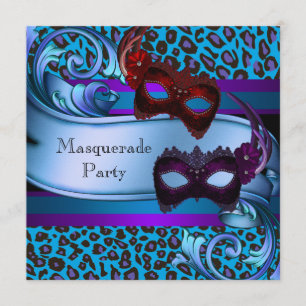 Convites Máscaras de Leopardo Roxo Azul-celeiro para Doçura
