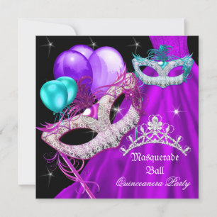 Convites Máscaras de Quinceañera de Mascarada Vestido Roxo