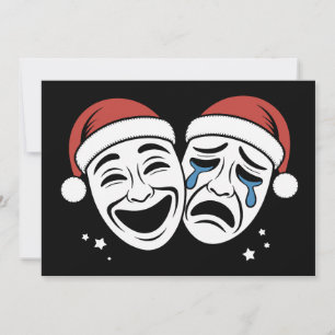Convites Máscaras de Teatro de Natal Comédia Tragédia Chapé