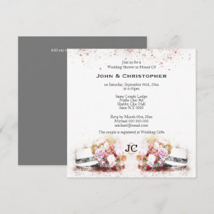 Convites Masculina que buquê casamento gay de aquarela