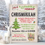 Convites Mashup do Partido Feriado Chrismukkah<br><div class="desc">Celebração de Natal e Chanucá com este divertido convite do Chrismukkah Holiday Party. Apresenta uma árvore de natal,  menorah e dreidel com tipografia divertida contra um fundo de antiguidade grungenta.</div>