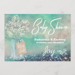 Convites *~* Mason Jar Baby Chá de fraldas Rústico