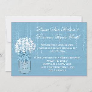 Convites Mason Jar Blue e White Floral Apenas