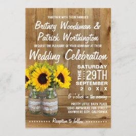 Convites Mason Jar Burlap Sunflower Wedtions