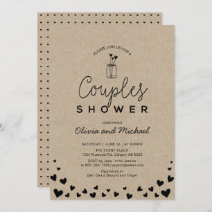 Convites Mason Jar, Chá de casamento de Casais Pretos Chic