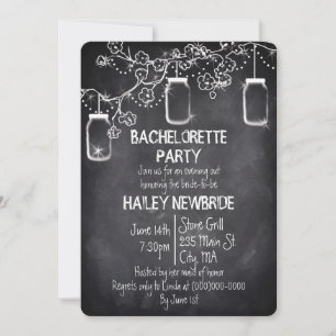 Convites Mason Jar Chalkboard Festa de solteira russa