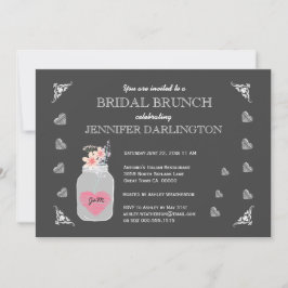 Convites Mason Jar Chalkboard Rustic Bridal Brunch A01D