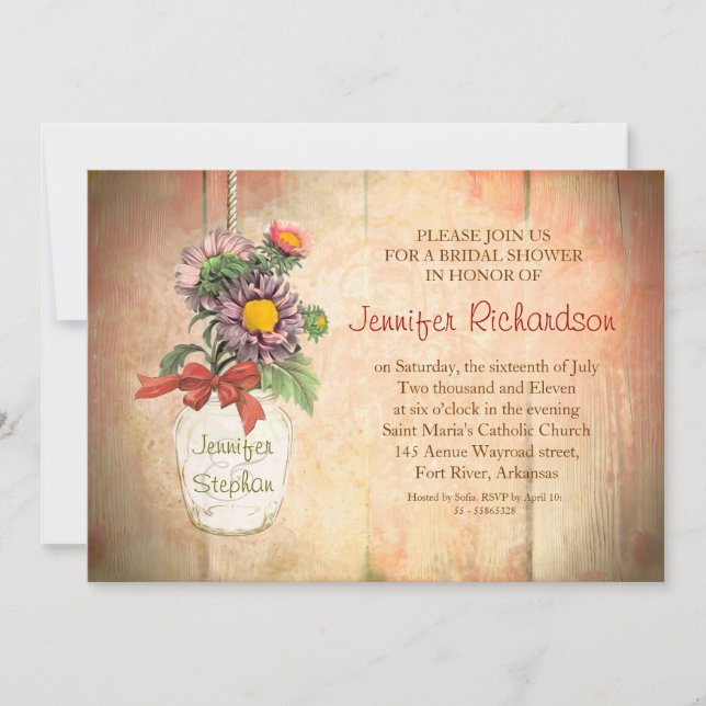 Convites Mason jar com chá de panela de flores (Frente)