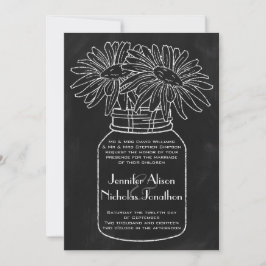Convites Mason Jar com Daisies no Casamento Chalkboard
