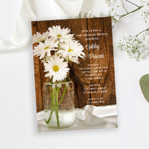 Convites Mason Jar e Daisies Posto Casamento Brunch