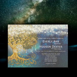 Convites Mason Jar Fairytale Blue Opulence e Dourado Casame