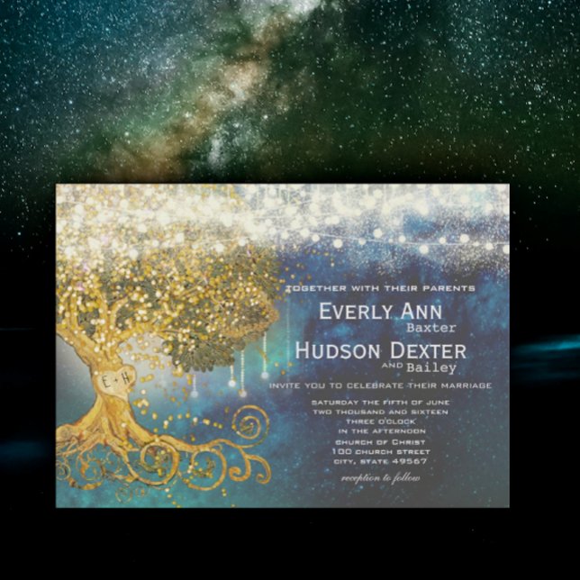 Convites Mason Jar Fairytale Blue Opulence e Dourado Casame (Criador carregado)