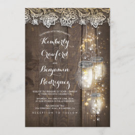 Convites Mason Jar Firefly Lights e Casamento Russo de Lace
