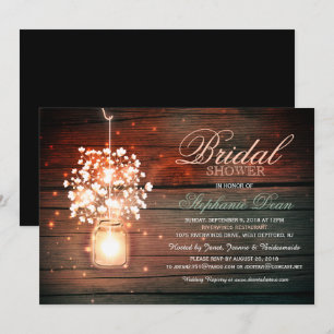 Convites Mason Jar floral chá de panela rústico