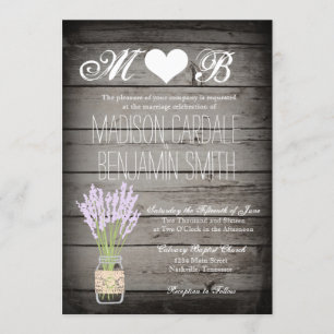 Convites Mason Jar Lavanda Rustic Wood Wedings