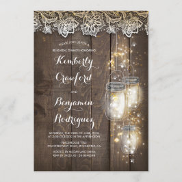 Convites Mason Jar Lights e Lace Rustic Janto de ensaio