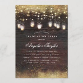 Convites Mason Jar Lights e Rustic Wood Festa de formatura