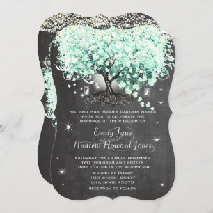 Convites Mason Jar Mint Chalkboard Heart Leaf Tree Invitati
