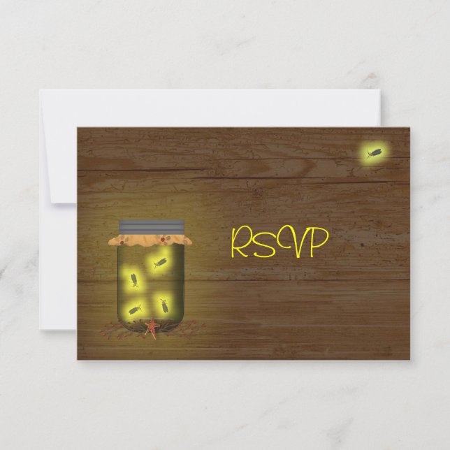 Convites Mason Jar Of Fireflies Reception RSVP (Frente)