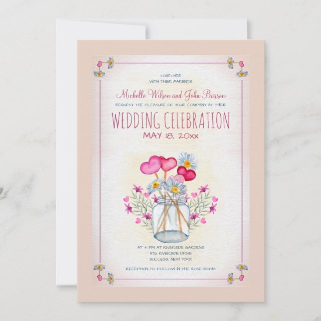 Convites Mason Jar of Love Invitation (Frente)