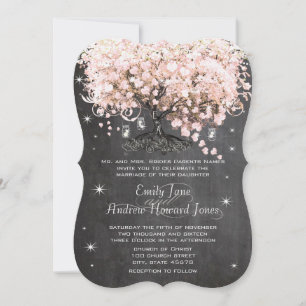 Convites Mason Jar Pink Chalkboard Heart Leaf Tree