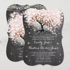 Convites Mason Jar Pink Chalkboard Heart Leaf Tree