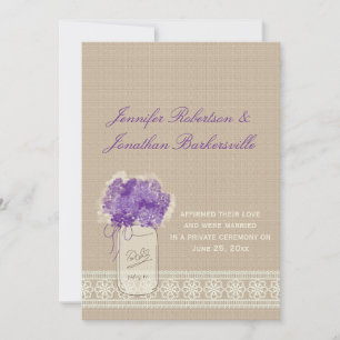 Convites Mason Jar Purple Flowers Casamento Poste
