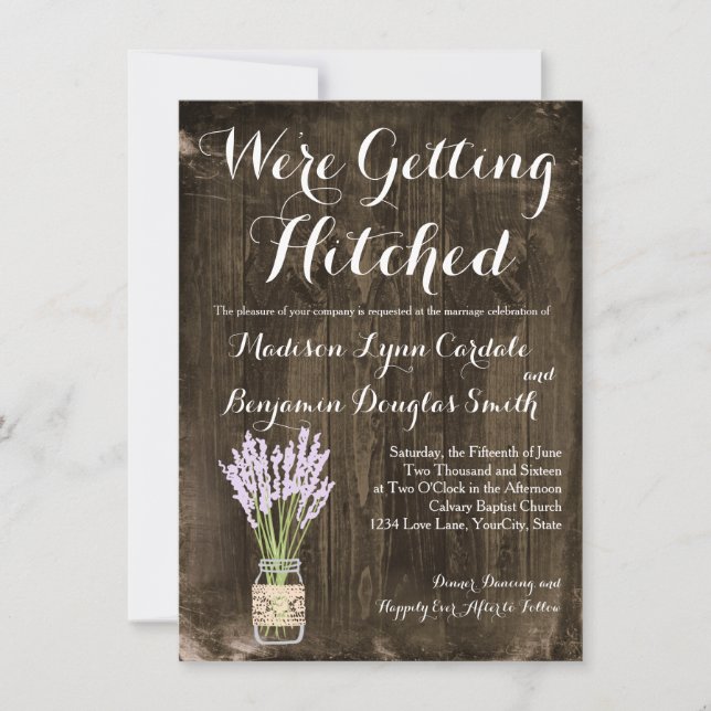 Convites Mason Jar Recebendo Convidados para Casamento de P (Frente)