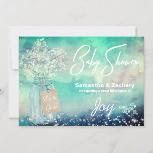 Convites *~* Mason Jar Rustic Baby Brear Chá de fraldas
