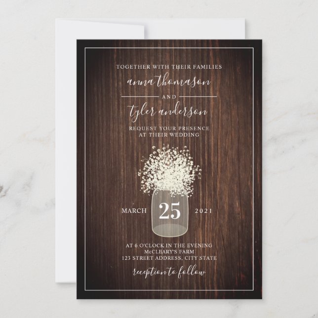 Convites Mason Jar Wedding Mason (Frente)