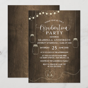 Convites Mason Jars String Luz Formatação Rústica De Madeir