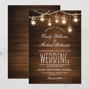 Convites Mason Jars String Luzes Elegante Casamento Russo