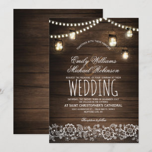 Convites Mason Jars String Luzes Elegante Casamento Russo