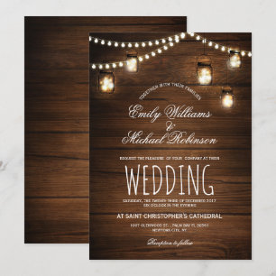 Convites Mason Jars String Luzes Elegante Casamento Russo