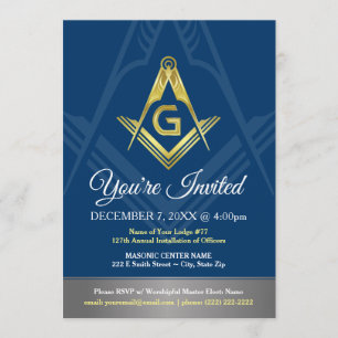 Convites Masônicos Marinho Blue e Dourado Freema