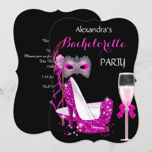 Convites Masquerade Champagne Despedida de Solteira Rosa Qu