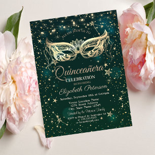 Convites Masquerade, Estrelas Verdes Quinceañera