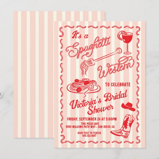 Convites Massa de Cowboy Italiano Falsa no estilo Spaghetti (Frente/Verso)
